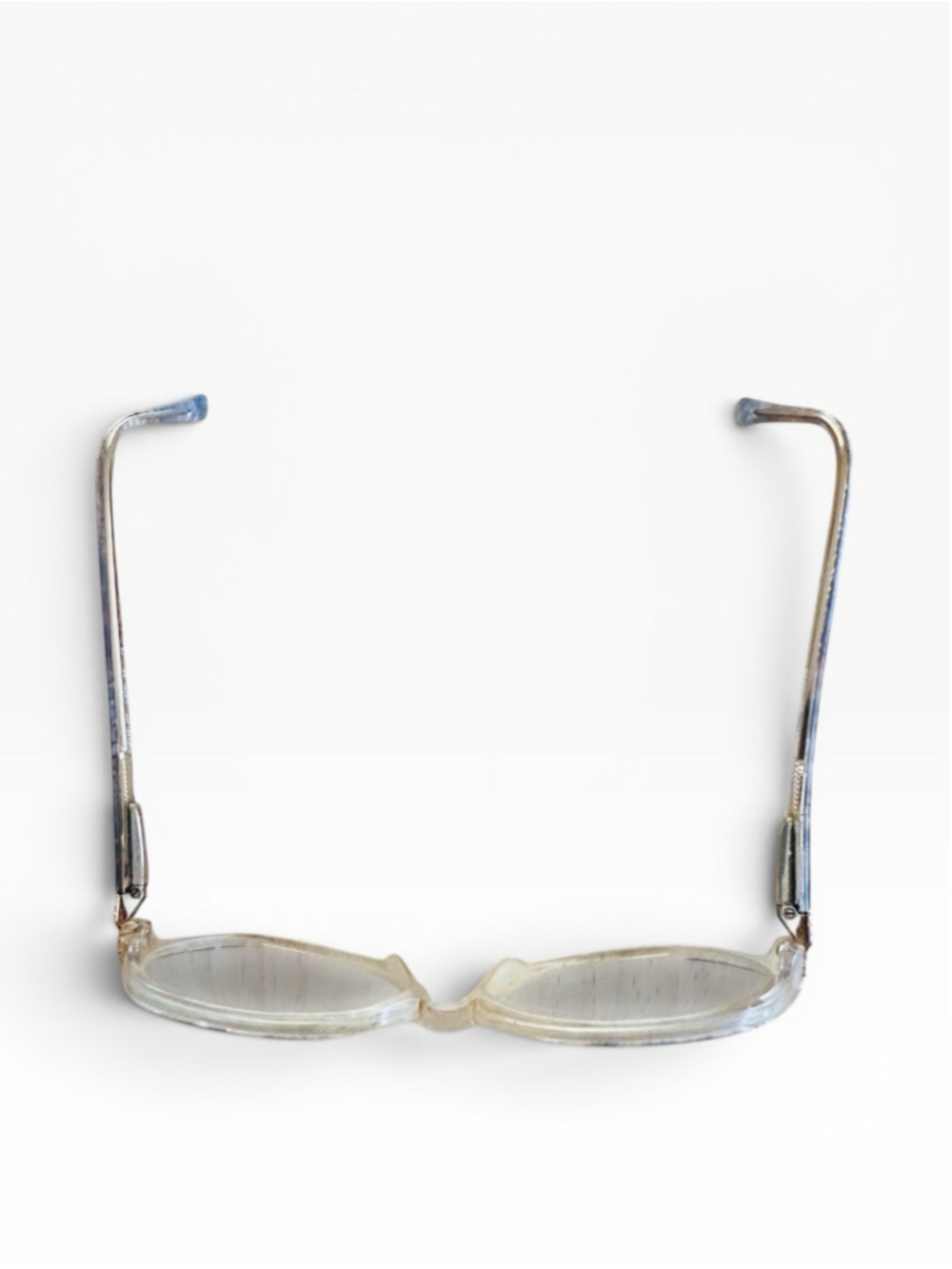 Vintage Sapphire Eyeglasses Frames Clear Lucite Blue Marbled 135mm Retro 70s 80s - Picture 2 of 4